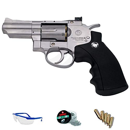Sport 708 Revólver WG 2.5" | Pack Pistola de Aire comprimido (CO2) Y balines de Acero (perdigones o Bolas BB's) Cal. 4.5mm. Réplica de Full Metal <3,5 Julios