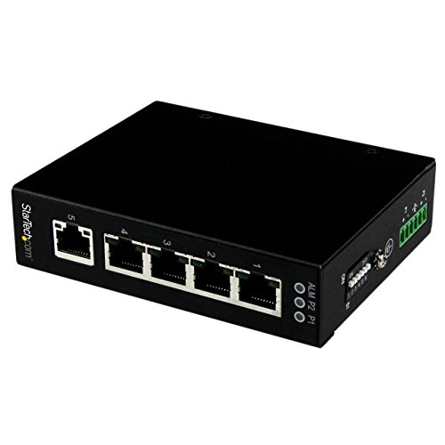 StarTech.com IES51000 - Switch Industrial Ethernet Gigabit (no gestionado, 5 Puertos RJ45, Montaje en Pared), Negro