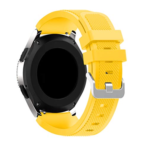 Syxinn Compatible con Correa de Reloj Gear S3 Frontier/Classic/Galaxy Watch 46mm Reemplazo de Banda de Silicona Suave Deportiva Pulsera de Repuesto para Gear S3/Moto 360 2nd Gen 46mm (Amarillo)