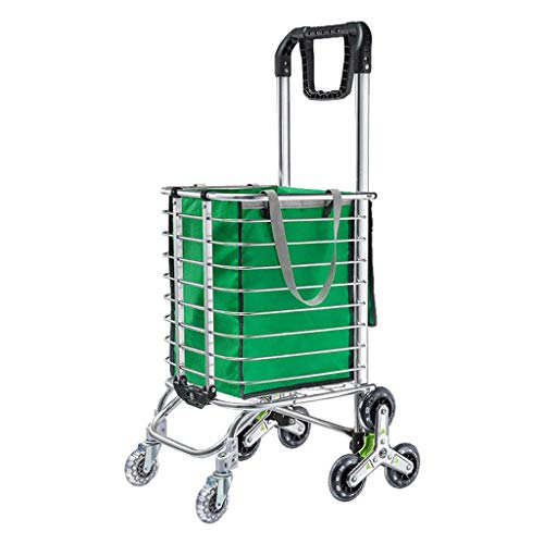 Trolley multi-función carrito de la compra del marco de aluminio plegable portátil silencioso pequeño remolque adecuado para supermercado mercado comercial,Green