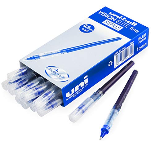 Uni-Ball Vision Elite - Recambio para bolígrafo (0,8 mm, tinta líquida, 12 unidades), color azul