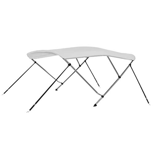 vidaXL Toldo Bimini de 3 Arcos para Barco Embarcación de Recreo Antimoho Correas de Nailon Ajustables Parasol de Lona Blanco 183x196x140 cm