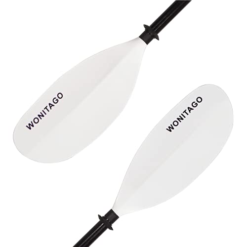 XUXIAKE Juego de 4 remos para kayak (varilla de fibra de vidrio y hoja de nailon, 230-240 cm, 10 cm ajustable), color blanco