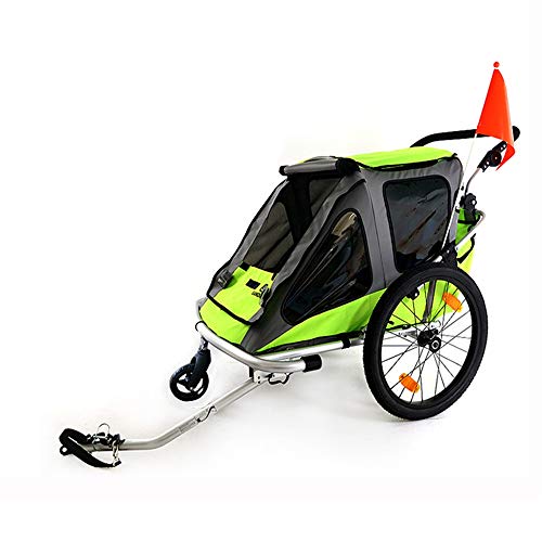 Yamyannie-Sports Rueda 3-en-1 Doble 2 Asiento for Bicicleta Remolque del Basculador del Cochecito de niños Plegable for niños Plegable W/pivote Delantero (Color, tamaño : Free Size)