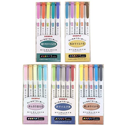Zebra Mildliner - Juego de rotuladores (25 unidades), colores pastel Zebra Mildliner - Juego de rotuladores (25 unidades), colores pastel