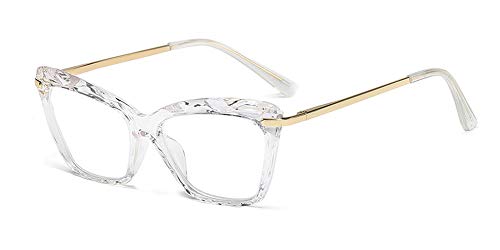 ZEVONDA Gafas Mujer - Vintage Ojo de Gato Transparente Cristal Grandes Monturas de Gafas Lente Claro Moda Accesorios, Transparente