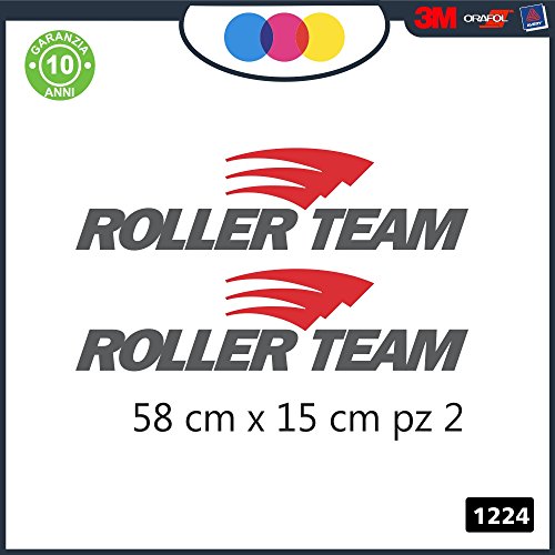 2 pegatinas – Rojo – Negro – Logo – Roller Team – – para caravana, furgoneta y furgoneta – – – – – Cód. 1224