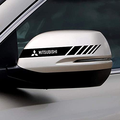 2 Piezas Pegatinas Espejo Retrovisor, para Mitsubishi mit Logo Auto Styling Coche Espejo Retrovisor Juego Pegatinas Rayas Estilo Pegatina