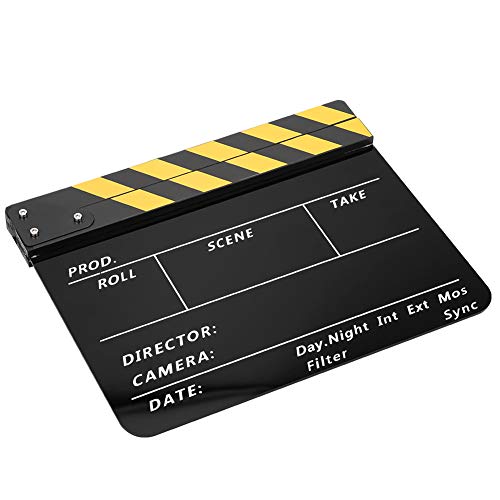 AMONIDA Claqueta de Cine Claqueta Duradera para Juegos de rol, edición, producción de Video, Rollos de película, fotografía de cámara,(Yellow Bar Blackboard (PAV1YBE))