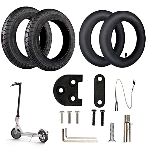 ANSENI Kit Ruedas Wanda 10 Pulgadas Compatible para Xiaomi M365, 1s, Essential,Pro y Pro2, Reemplazo para Patinete Electrico, Rueda,Camara de Aire 10 Pulgadas, Alzas y Adaptador de Válvula (Negro)