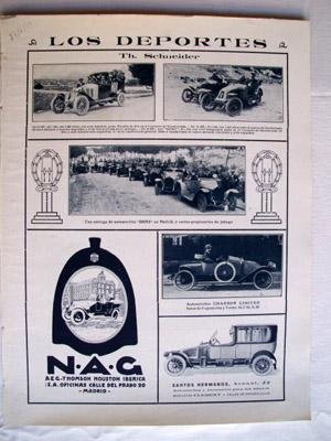 Antigua Publicidad Hoja Revista - Advertising Old Magazine Sheet : CONCURSO DE NAVACERRADA - Automóviles. Año 1914
