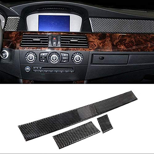 Blossion Para BMW E60 Old 5 Series 2005-2010 Accesorios 3 unids fibra carbono interior del coche tablero decoración tira pegatinas cubierta Blossion Para BMW E60 Old 5 Series 2005-2010 Accesorios 3 unids fibra carbono interior del coche tablero decoración tira pegatinas cubierta