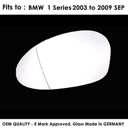 BMW 1 serie Espejo Lateral vidrio-plateado, Asférico, izq. (Lado Acompañante),2004 a 2009