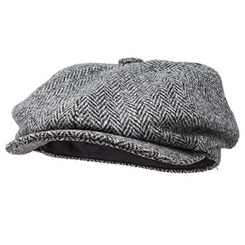 Borges & Scott Gorra Estilo Newsboy Lomond - 100% Lana Tejida a Mano - Harris Tweed - Resistente al Agua - Carbón Herringbone 60cm