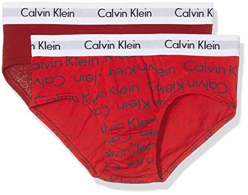 Calvin Klein 2PK Brief, Calzoncillos Para Niños, Rojo (Dylan Red/Red Rover Pr M18), 12-14 años (talla del fabricante: 158 cm), (Pack de 2)