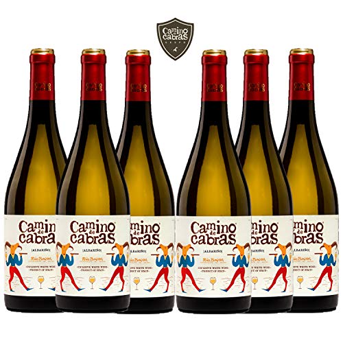 CAMINO DE CABRAS Caja de vino - Albariño - vino blanco – D.O. Rías Baixas – Producto Gourmet - Vino para regalar - Vino Premium - 6 botellas x 750 ml.