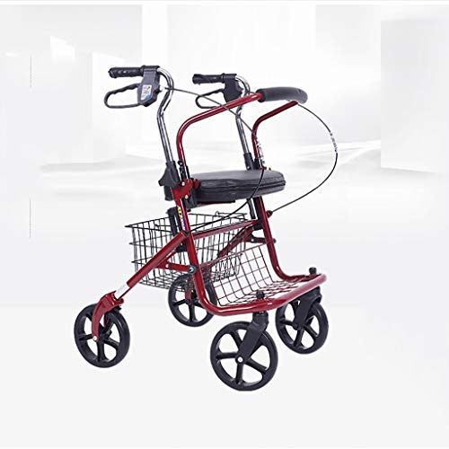 Carro de la compra plegable con asiento y freno de mano de seguridad para personas mayores, impulsor de cuatro ruedas Drive Medical con pasamanos de altura ajustable e instalación de respaldo de dos v