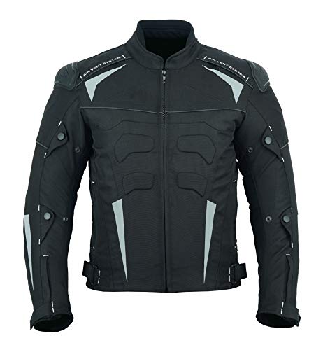 Chaqueta reforzada para moto - Chaqueta de cordura impermeable, de alta protección, color negro, con 7 protecciones - CJ-9484 Chaqueta reforzada para moto - Chaqueta de cordura impermeable, de alta protección, color negro, con 7 protecciones - CJ-9484