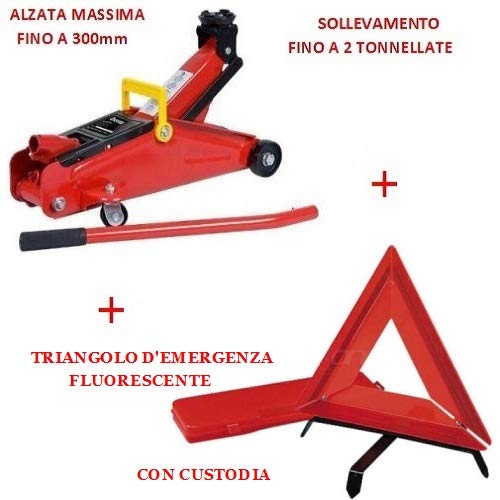 Compatible con Land Rover Range Rover EVOQUE 3P Gato HIDRÁULICO con Carro TRIÁNGULO DE Emergencia Fluorescente + Kit SUMINISTRADO Maleta para Asistencia EN Carretera APROBADA por Coche