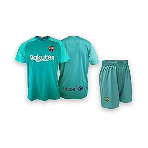 100% Poliéster Dorsal Liso FC Barcelona Conjunto Camiseta y pantalón de Portero Replica 1ª EQ Temporada 2021/22 Producto con Licencia Talla niño 