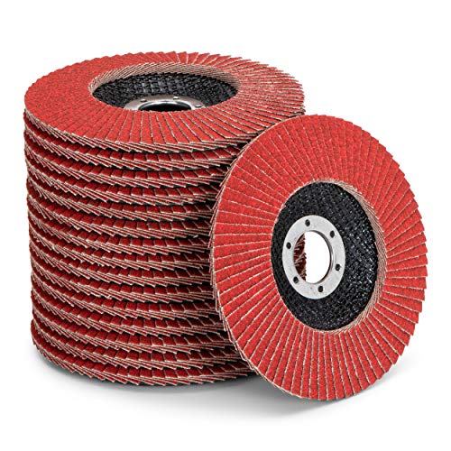 Discos abrasivos de cerámica de alto rendimiento, 10 unidades, diámetro de 125 mm, grano 120, grano de cerámica autoafilable, color rojo Discos abrasivos de cerámica de alto rendimiento, 10 unidades, diámetro de 125 mm, grano 120, grano de cerámica autoafilable, color rojo