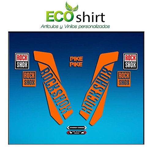 Ecoshirt K4-EFYW-Audy Pegatinas Sticker Fork Rock Shox Pike Am46 Aufkleber Decals Autocollants Adesivi Forcela Gabel Fourche, Naranja