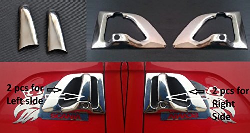 Embellecedores para mango de puertas, diseño de efecto espejo, fabricados con acero inoxidable, ideal para decoración, compatibles con camiones Scania Serie R, pack de 4 unidades