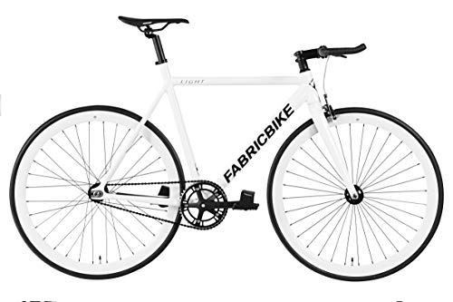 FabricBike Light - Bicicleta Fixed, Fixie, Single Speed, Cuadro y Horquilla Aluminio, Ruedas 28", 4 Colores, 3 Tallas, 9.45 kg aprox. (Light Fully Glossy White, L-58cm)
