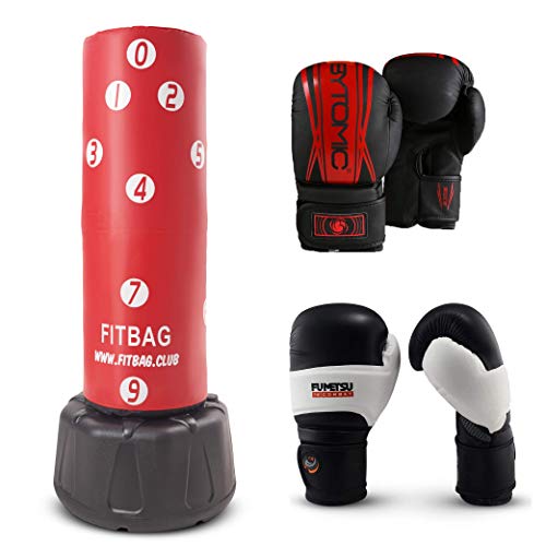 FITBAG - Sistema de Fitness Completo - Saco de Boxeo 'Wavemaster XXL' + Dos Pares de Guantes y aplicación de Ejercicio Interactivo - Rojo