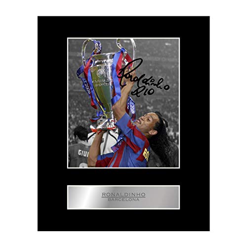 Foto firmada de Ronaldinho Barcelona FC # 2 con imagen de regalo autografiada