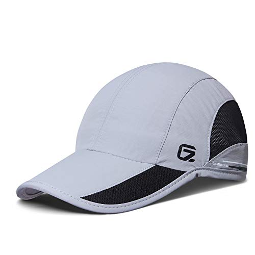GADIEMKENSD Quick Dry Sports Hat Lightweight Breathable Soft Outdoor Running Cap (Classic UP, Light Gray)