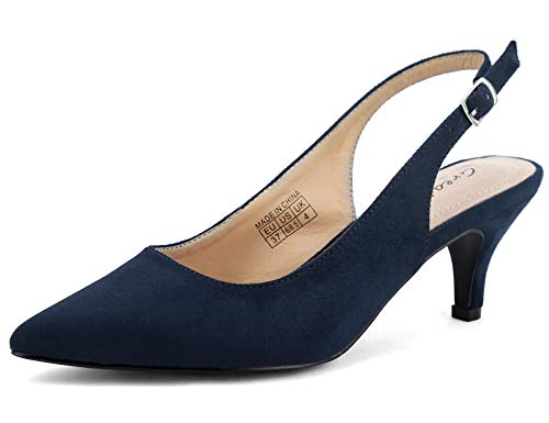 Greatonu Zapatos de Tacón Azules Suedes de Modas con Hebillas para Mujer Tamaño 38 EU