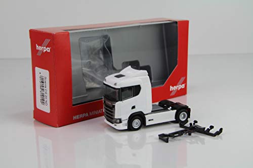 Herpa Scania CS 20 Low Roof Tractor, White. 1:87