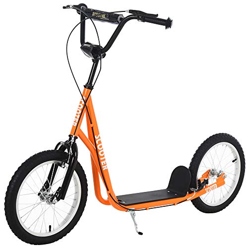 HOMCOM Scooter Patinete para Niños Mayores de 5 Años con Manillar Ajustable en Altura 2 Neumáticos de Caucho Inflable con Doble Freno Carga 100 kg 139x58x90-96 cm Naranja HOMCOM Scooter Patinete para Niños Mayores de 5 Años con Manillar Ajustable en Altura 2 Neumáticos de Caucho Inflable con Doble Freno Carga 100 kg 139x58x90-96 cm Naranja