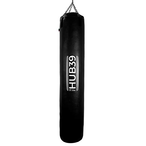 Hub39 Saco de boxeo largo 180 cm, relleno 60 kg, color negro
