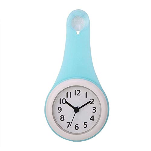 Iwinna Small Wall Clock, Bathroom Clock Waterproof with Hook for Bathroom Kitchen Bedroom(Blue)