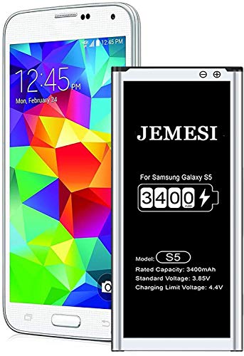 JEMESI Batería para Samsung Galaxy S5, 3400mAh de Iones de Litio mejorados Compatible con Original Samsung Galaxy S5 batería(1 años de garantía)