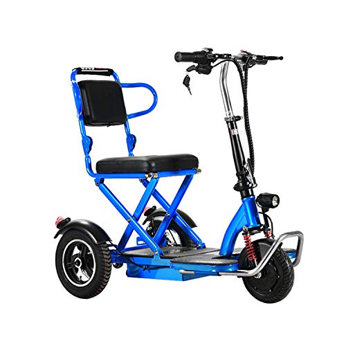 JHKGY Scooter De Movilidad De 3 Ruedas,Scooter Eléctrico Plegable De Movilidad,Scooter Eléctrico Ligero Y Portátil, para Adultos/Ancianos/Discapacitados,Azul