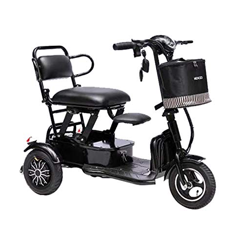 JHKGY Scooter De Movilidad De Ocio Al Aire Libre para Ancianos/Discapacitados,Coche Eléctrico Portátil Plegable De Tres Ruedas,Scooter Mobility Scooter Eléctrico Plegable De Movilidad,Negro