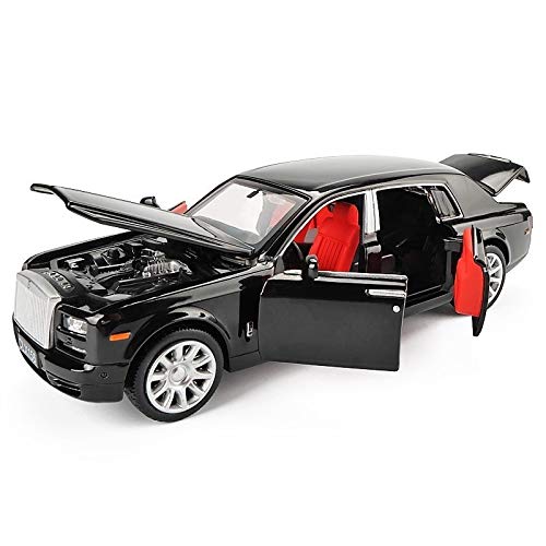 jkiu1 1/36 Rolls Royce Phantom Alloy Diecast Car Model Toys Vehículo De Metal Toy Car Model Black Extended Limousine Collection 6 Puertas