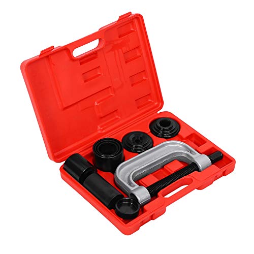 Joycelzen Kit de prensa de rótula, extractor profesional de rótula de alta resistencia con juego de herramientas de adaptador de servicio de montaje para vehículos, 4 x 4 s, 10 piezas en estuche rojo