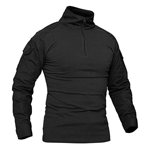 KEFITEVD Camisa Deportiva Camisa Funcional de Manga Larga para Hombre Camisa de Camuflaje del ejército Caza Resistente a la abrasión Ciclismo Negro M (Etiqueta: XL)