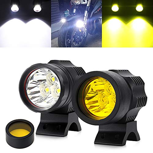 Luces auxiliares para motocicleta, faros delanteros LED, 50 W, 4500 lm, 12 V, 24 V, luz de conducción diurna con interruptor para scooters, coche, camión, barco (B3 blanco)