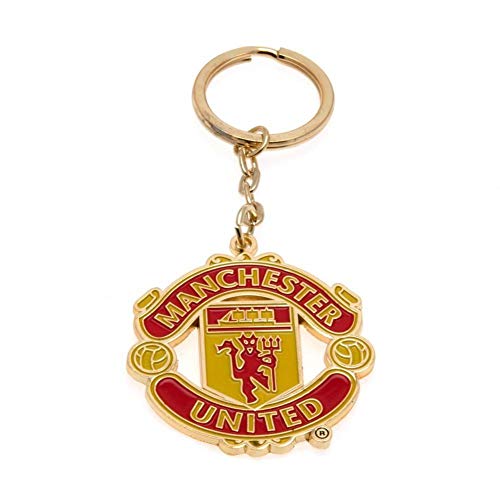 Manchester United FC Oficial - Llavero con escudo (Modelo Único) (Rojo/Amarillo)
