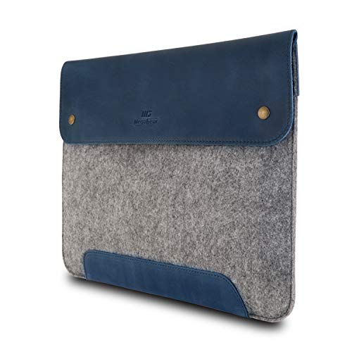 MegaGear - Funda de Piel y Forro Polar para MacBook de 13,3", Color Azul Oscuro