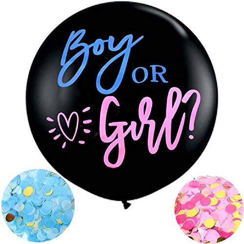 Meowoo Globos de Revelación de Género, Grande Látex Globos Boy or Girl 90cm Con Confeti Rosa y Azul para Fiesta Decoration (Negro) Meowoo Globos de Revelación de Género, Grande Látex Globos Boy or Girl 90cm Con Confeti Rosa y Azul para Fiesta Decoration (Negro)