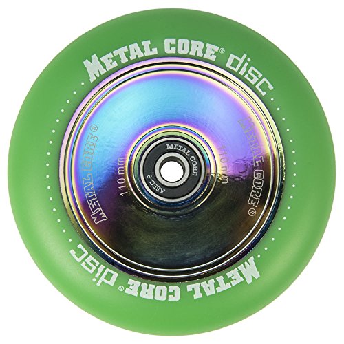 Metal Core Rueda Disc para Scooter Freestyle, Diámetro 110 mm (Verde)