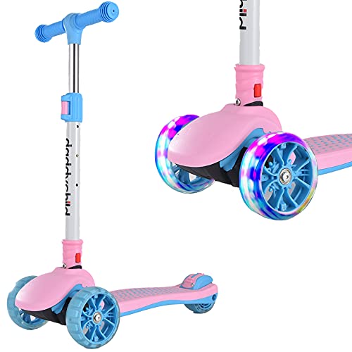 Patinete infantil de 3 ruedas plegable para niños a partir de 3 – 14 años, patinete infantil con 3 ruedas LED de poliuretano, manillar ajustable, máximo 50 kg (rosa) Patinete infantil de 3 ruedas plegable para niños a partir de 3 – 14 años, patinete infantil con 3 ruedas LED de poliuretano, manillar ajustable, máximo 50 kg (rosa)