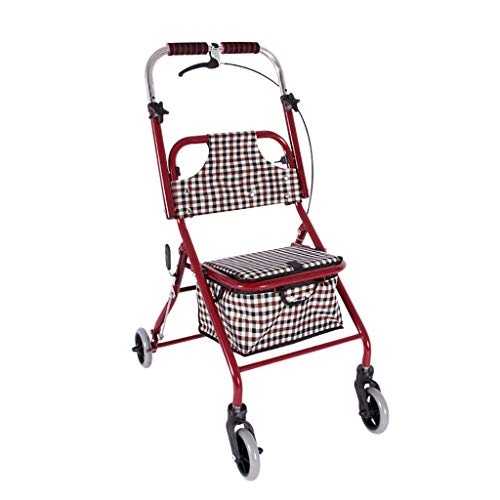Rollator con asiento y ruedas plegables para personas mayores, Drive Medical Rollator de cuatro ruedas con freno de mano de seguridad, bandeja de caminante plegable de altura ajustable carrito de la c