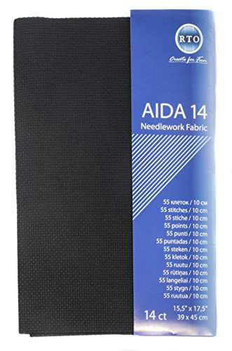 RTO Aida 14 r.t.o, Cuenta de la Tela, algodón 100 por ciento, Negro, 49 x 45 cm